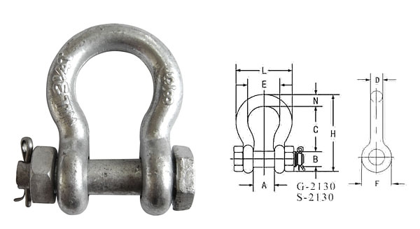 Galvanized Bolt Type Anchor Shackles